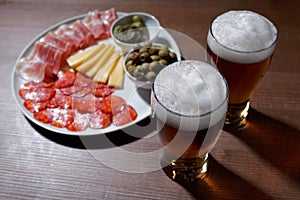 Beer and antipasto photo