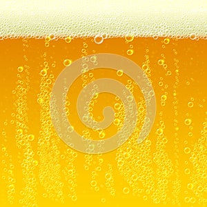 Beer background texture with foam and bubbles