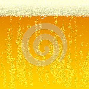 Beer background texture with foam and bubbles