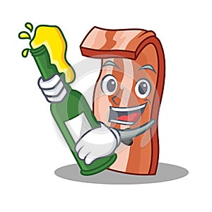 With beer bacon mascot cartoon style