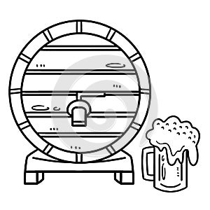 Beer Barrel Isolated Coloring Page for Kids