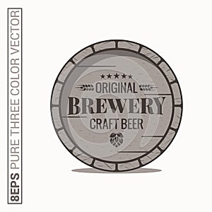 Beer barrel logo. Brewery craft beer label on white background