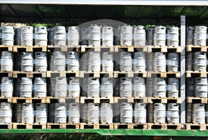 Beer barrels in a stack