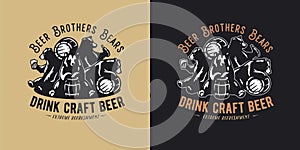 Beer bear for bar. Brew design for craft brewery