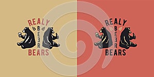 Beer bear for bar. Brew design for craft brewery