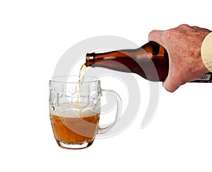 Beer being poured from bottle
