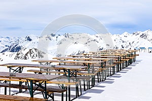 Beer bench in the mountain