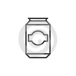 Beer, beverage can line icon, outline vector sign, linear style pictogram isolated on white.
