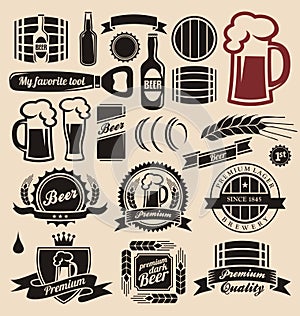 Beer and beverages design elements collection photo