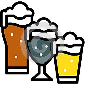 Beer blackbeer and root beer icon, Beverage filled vector