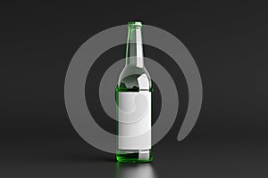 Beer bottle 500ml mock up with blank label on black background