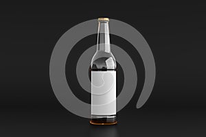 Beer bottle 500ml mock up with blank label on black background