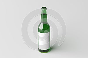 Beer bottle 500ml mock up with blank label on white background