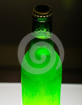 Beer bottle on bar table