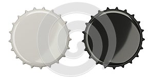 Beer bottle cap, blank label. Icon set. Top view. Template design