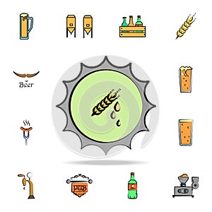 beer bottle cap colored sketch style icon. Detailed set of color beer in hand drawn style icons. Premium graphic design. One of