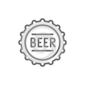 Beer bottle cap line icon.