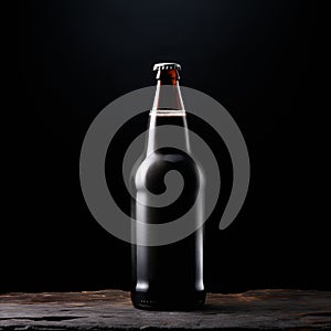 Beer bottle on a dark black background. Bottle with drink like Ipa, Pale Ale, Pilsner, Porter or Stout