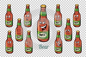 Beer bottle emotions characters collection set