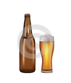 Beer bottle and full glass