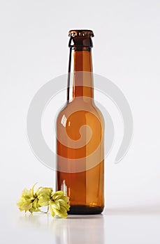 Beer Bottle With Hop Mock-Up - Blank Label