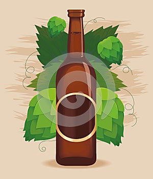 beer bottle with hops