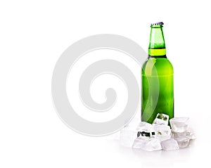 Beer bottle in ice cubes