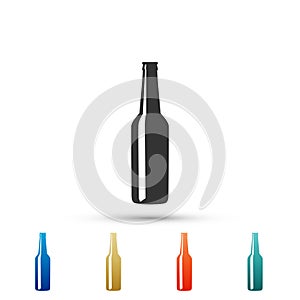 Beer bottle icon isolated on white background. Set elements in colored icons