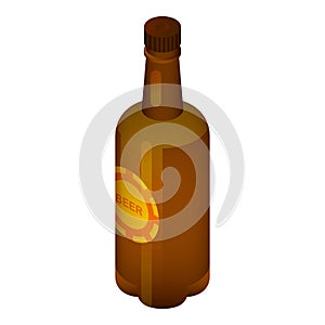 Beer bottle icon, isometric style