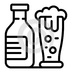 Beer bottle icon outline vector. Food cuisine