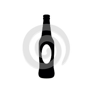 Beer bottle icon, silhouette of beer bottle