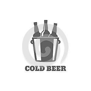 Beer bottle logo. Cold beer icon on white background