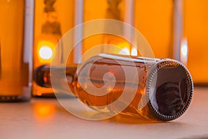 Beer bottle lying down