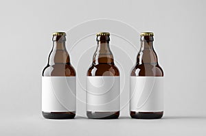 Beer Bottle Mock-Up - Three Bottles. Blank Label