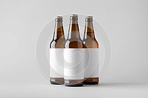 Beer Bottle Mock-Up - Three Bottles. Blank Label