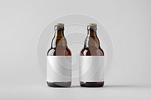 Beer Bottle Mock-Up - Two Bottles. Blank Label