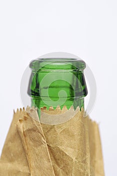 beer bottle in paper bag