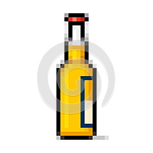 Beer bottle pixel art on white background