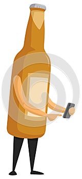 Beer bottle using a smartphone