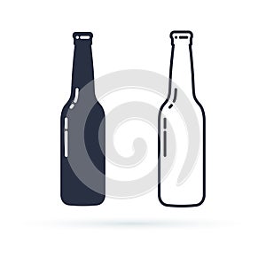 Beer bottle vector icon. Alcohol Drink filled and line icons set on a white background.