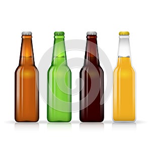 Beer bottle vector set. Dark and lager