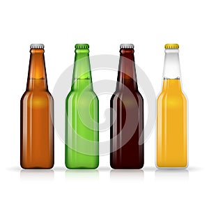 Beer bottle vector set. Dark and lager photo
