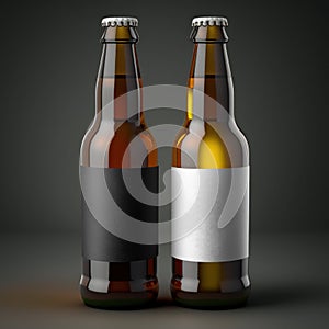 Beer bottles with blank laber for mockup