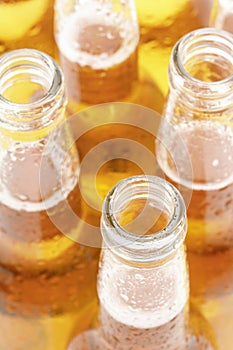 Beer bottles closeup
