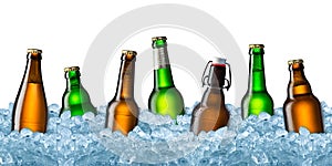 Beer bottles on ice photo