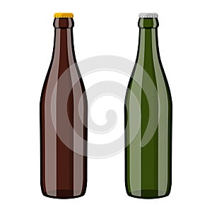 Beer bottles isolated on white background. Vector illustration