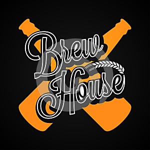 Beer Bottles Logo. Brew House Label Background.