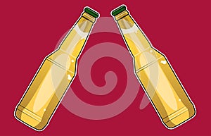 Beer bottles on a red background