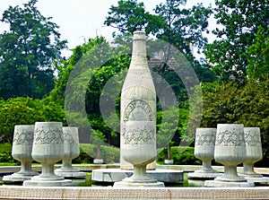 Beer bottles sculpture at Tsingtao beer Museum