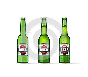Beer bottles vector illustration isolated on white